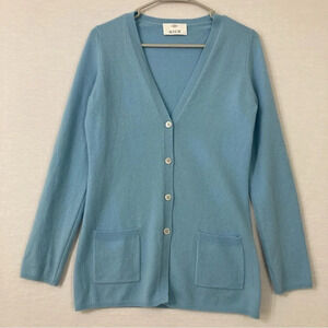 Allude Blue‎ 100% Cashmere Button Long Sleeve Cardigan size Small